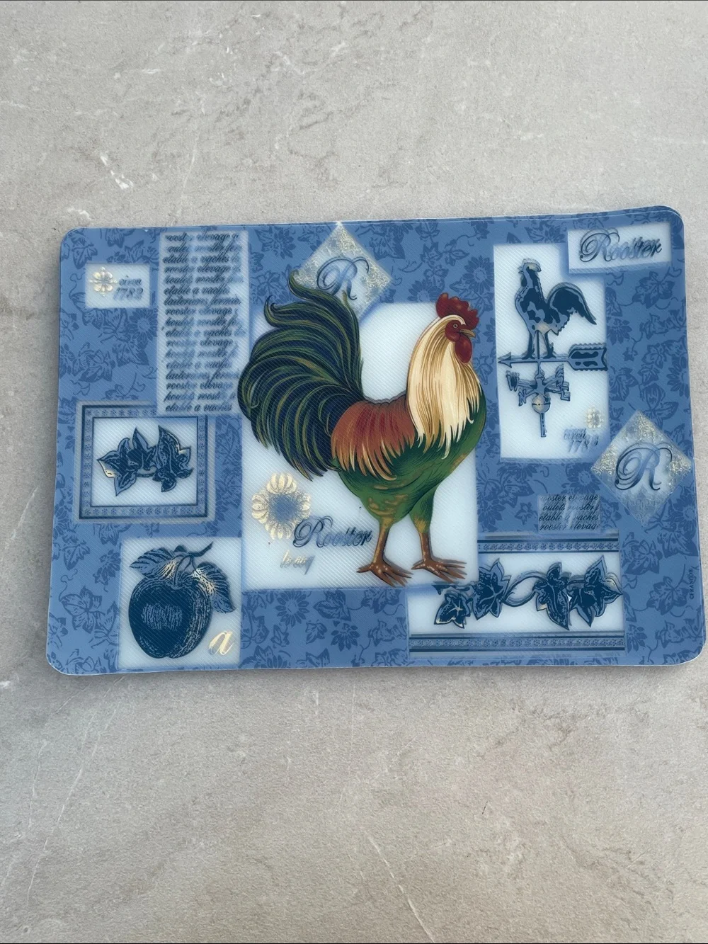 NEW Set of 12 Vinyl, Colorful  Rooster Decorative Placemats